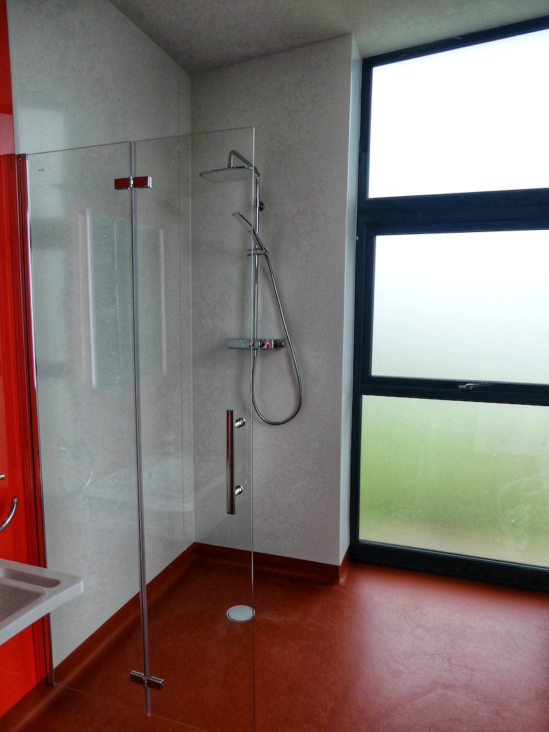 Bifold doors to our accessible wetroom at our 5 star holiday accommodation in Lancashire