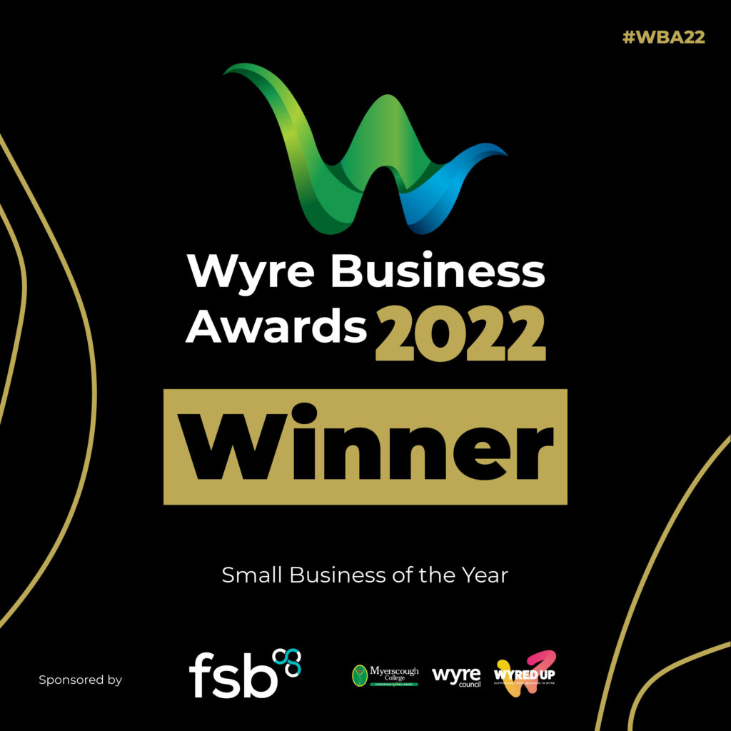 Logo showing winner of the Wyre Business Awards 2022 for Small Business of the Year
