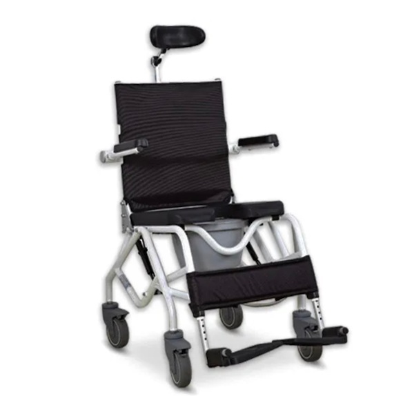 Mackworth M80 tilt in space shower chair with commode in black.